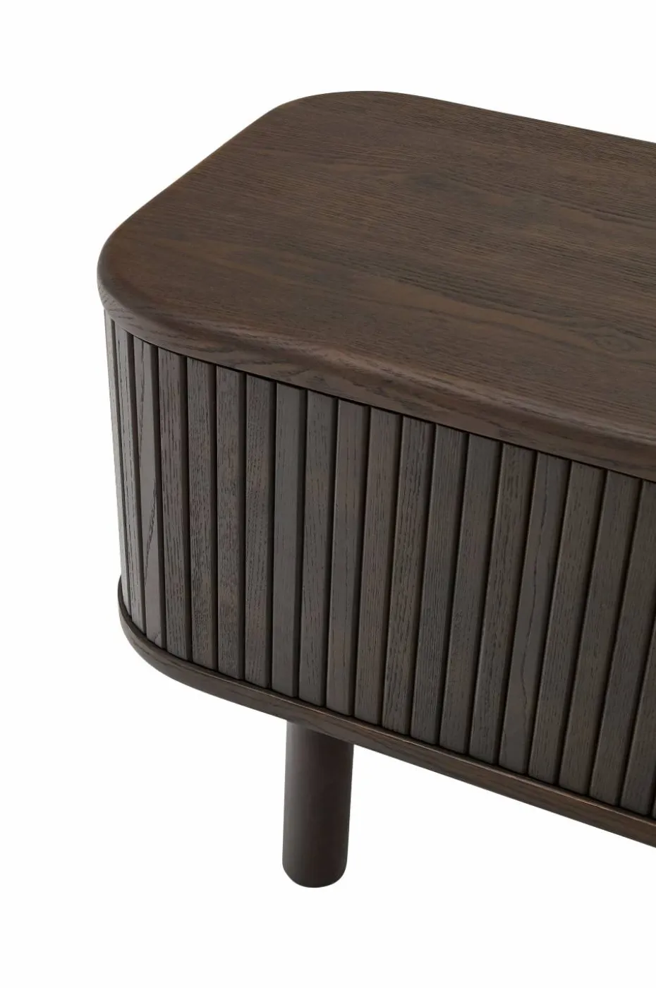 Kave Home Mailen TV-bord med 2 dører i askfinér med mørk finish 200 x 50 cm