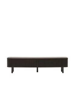 Kave Home Mailen TV-bord med 2 dører i askfinér med mørk finish 200 x 50 cm