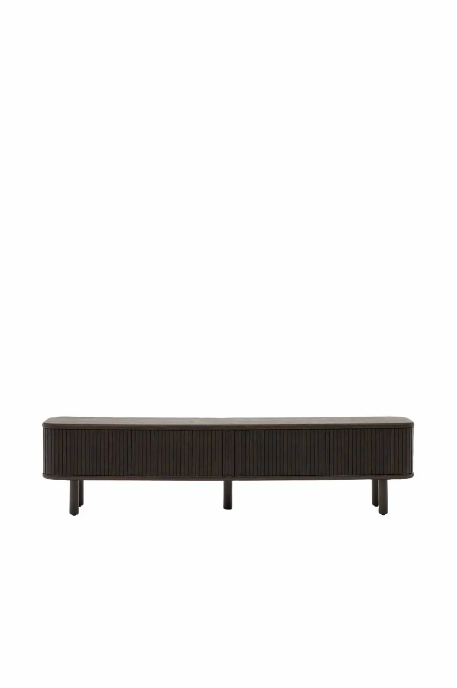 Kave Home Mailen TV-bord med 2 dører i askfinér med mørk finish 200 x 50 cm