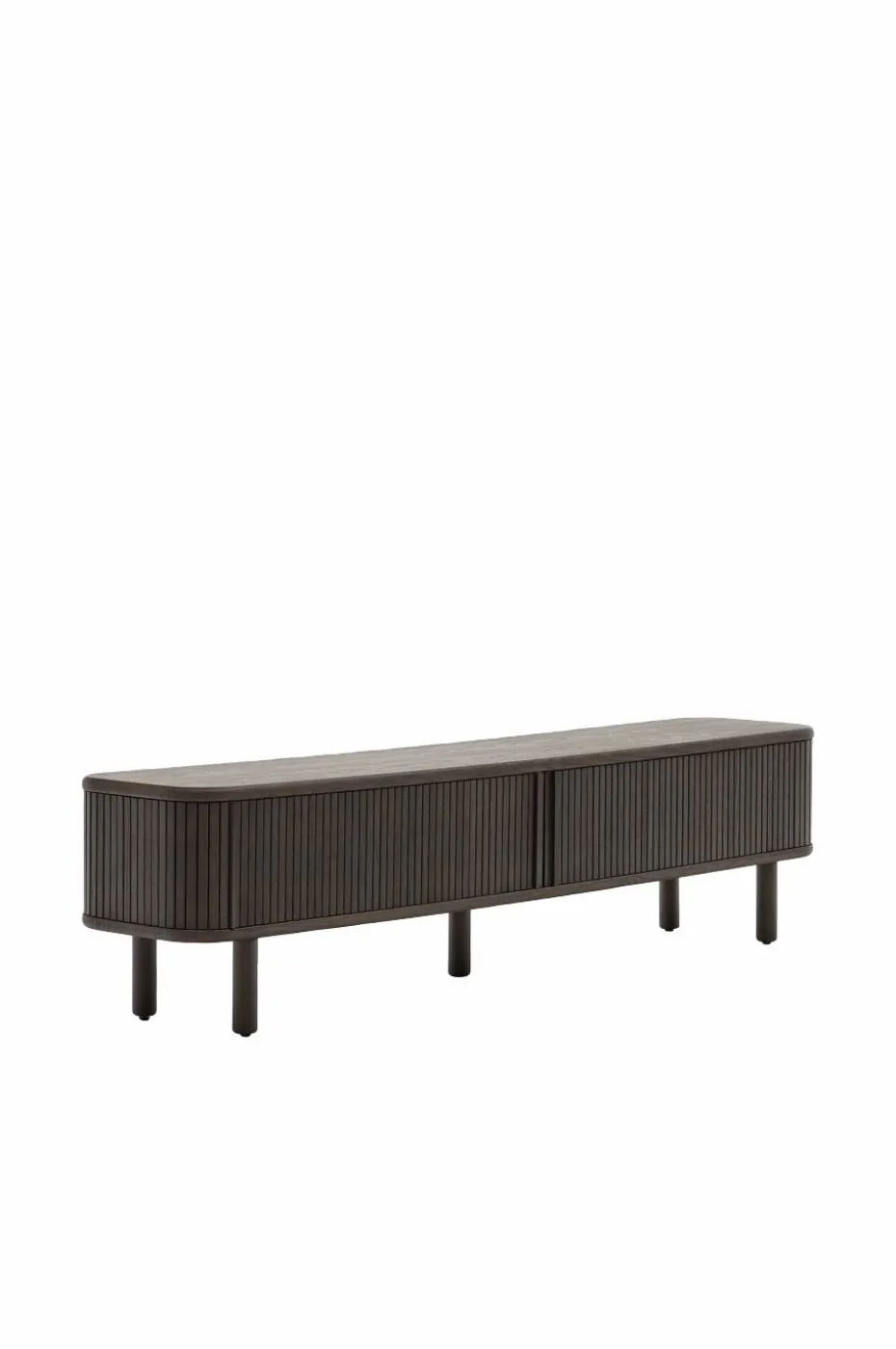 Kave Home Mailen TV-bord med 2 dører i askfinér med mørk finish 200 x 50 cm