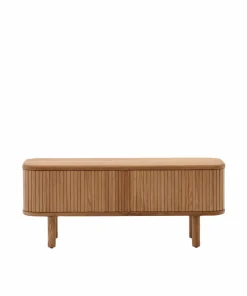 Kave Home Mailen TV-bord med 2 dører i askfinér med mørk finish 120 x 50 cm