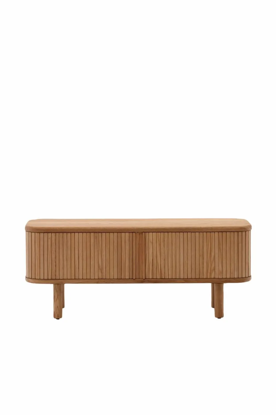 Kave Home Mailen TV-bord med 2 dører i askfinér med mørk finish 120 x 50 cm