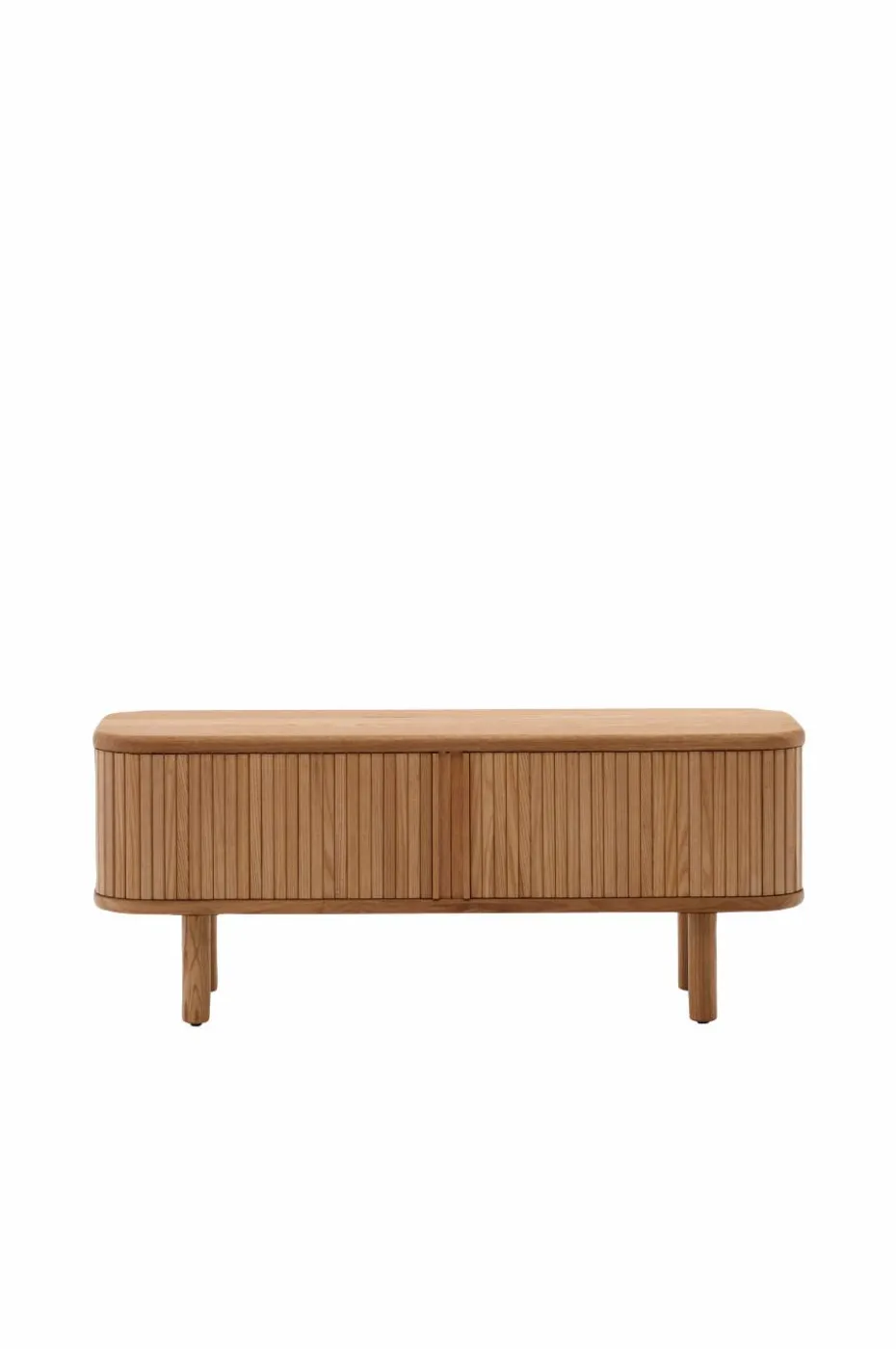 Kave Home Mailen TV-bord med 2 dører i askfinér med mørk finish 120 x 50 cm