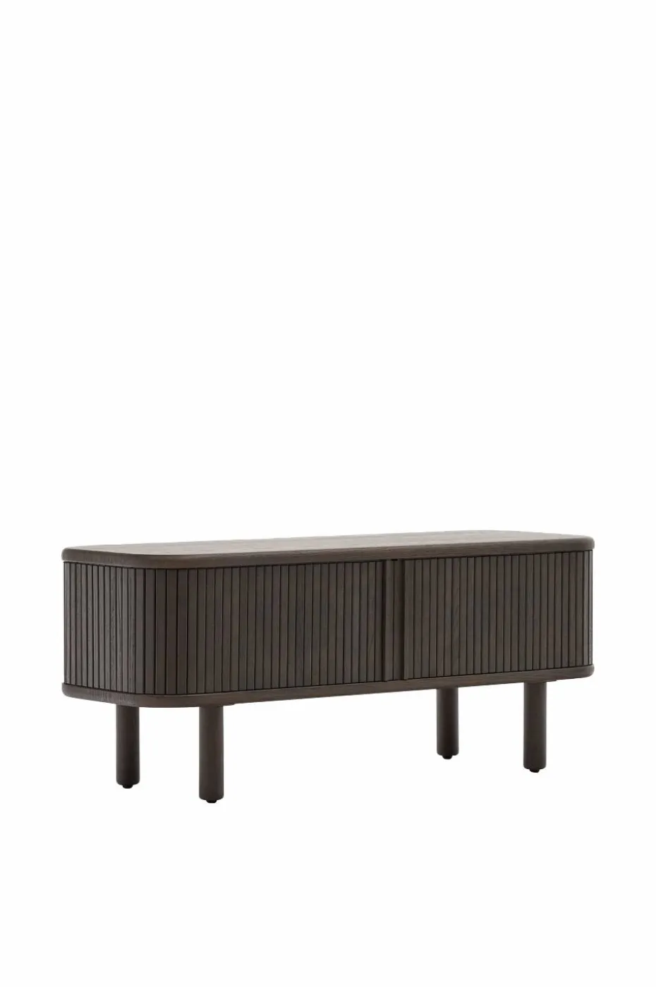 Kave Home Mailen TV-bord med 2 dører i askfinér med mørk finish 120 x 50 cm