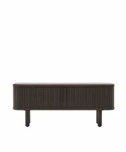 Kave Home Mailen TV-bord med 2 dører i askfinér med mørk finish 120 x 50 cm
