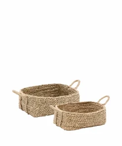 Kave Home Milly sett med 2 kurver i naturfiber, 32 x 20 cm / 34 x 20 cm