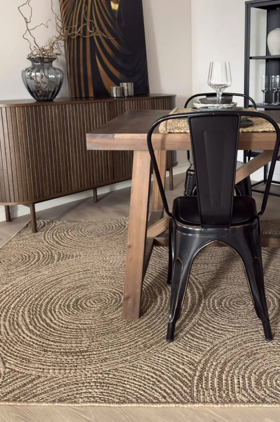 KM Home Flatvevd teppe Natural