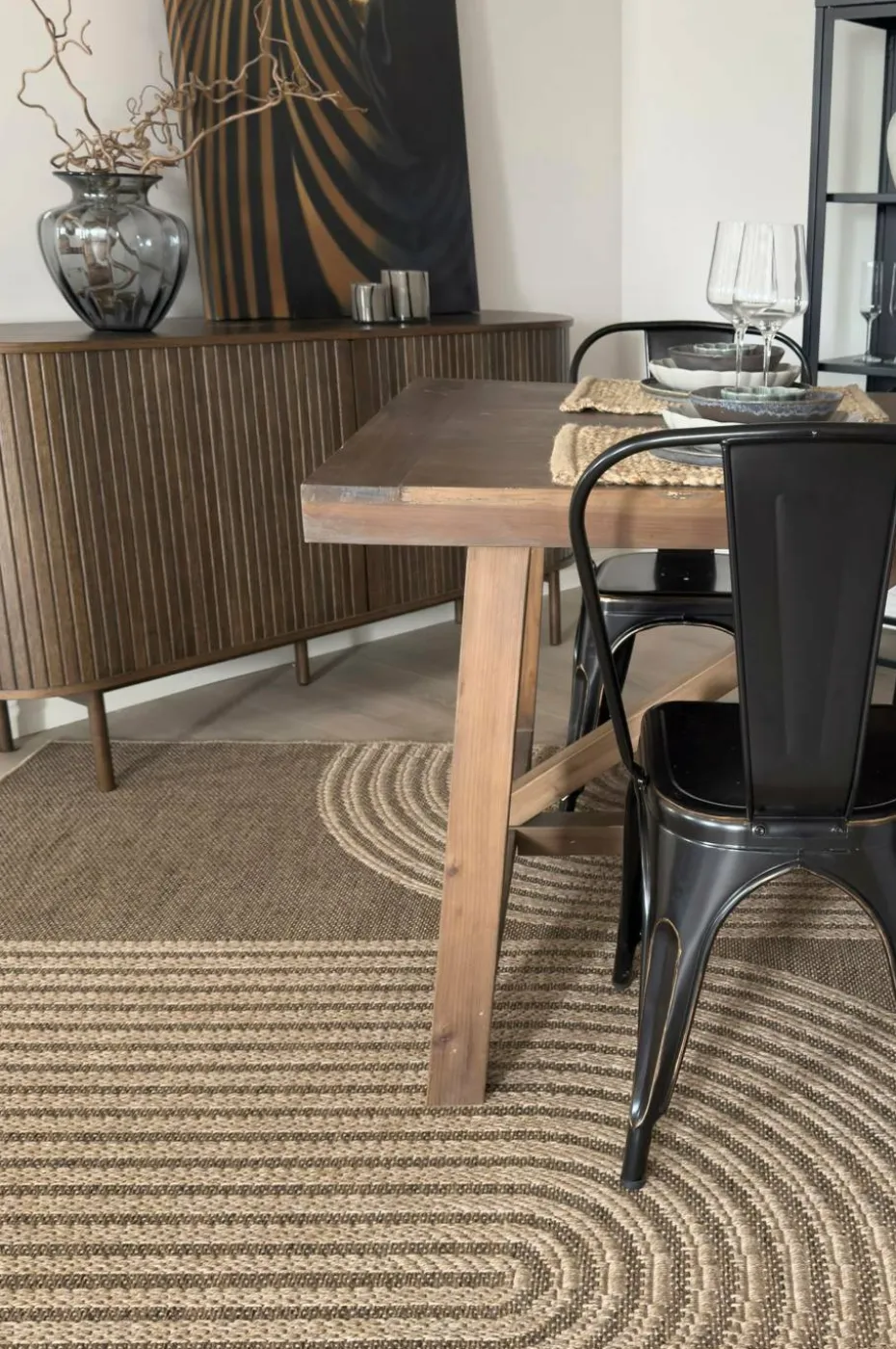 KM Home Flatvevd teppe Natural