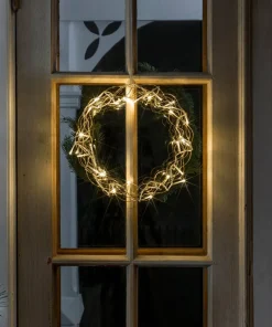 Konstsmide Krans av gullfarget metall, LED 30 cm