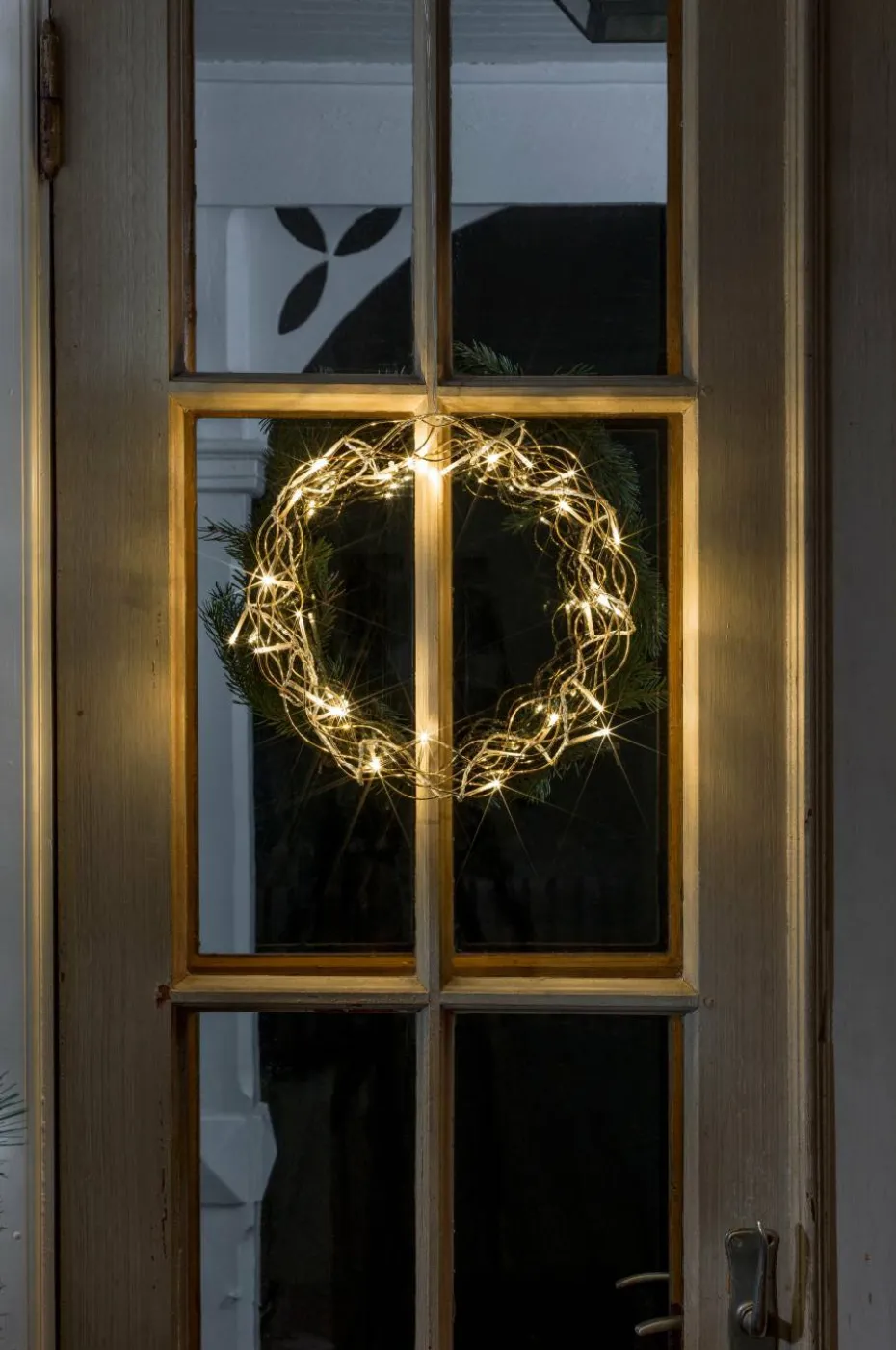 Konstsmide Krans av gullfarget metall, LED 30 cm