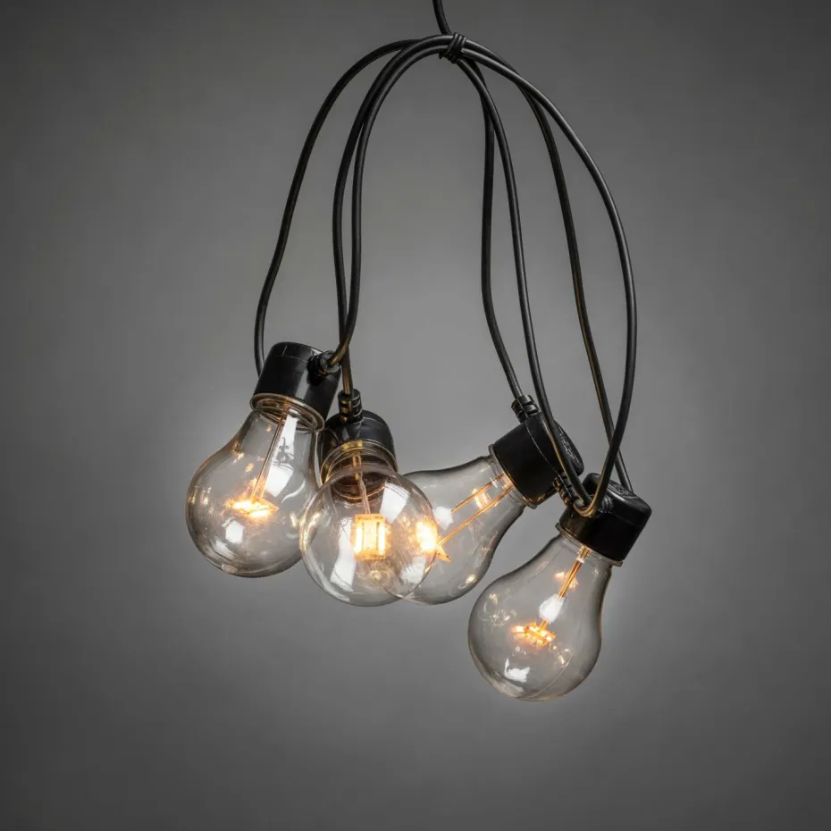 Konstsmide Lyssett 5 kl. pærer, B/O, LED 200cm