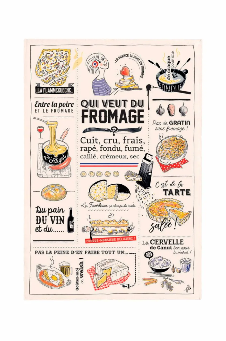 Maison Vivaraise Kjøkkenhåndkle Qui Veut Du Fromage 48x72