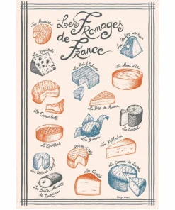 Maison Vivaraise Kjøkkenhåndkle Fromages De France 48 X 72