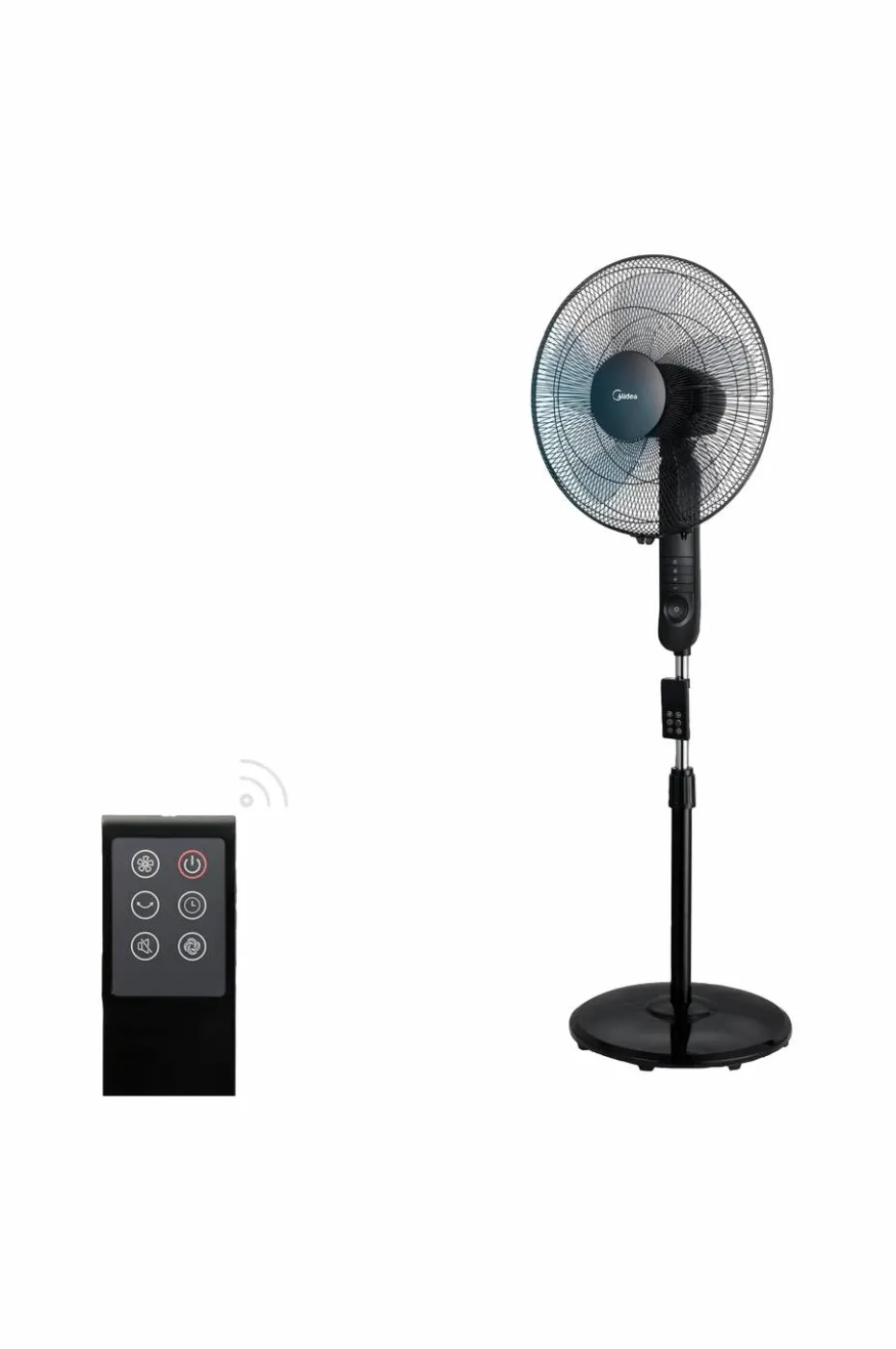 Midea Gulvvifte 3 hastigheter og fjernkontroll, svart