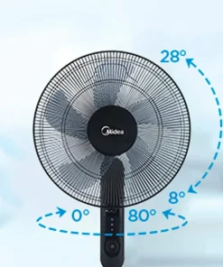 Midea Gulvvifte 3 hastigheter og fjernkontroll, svart