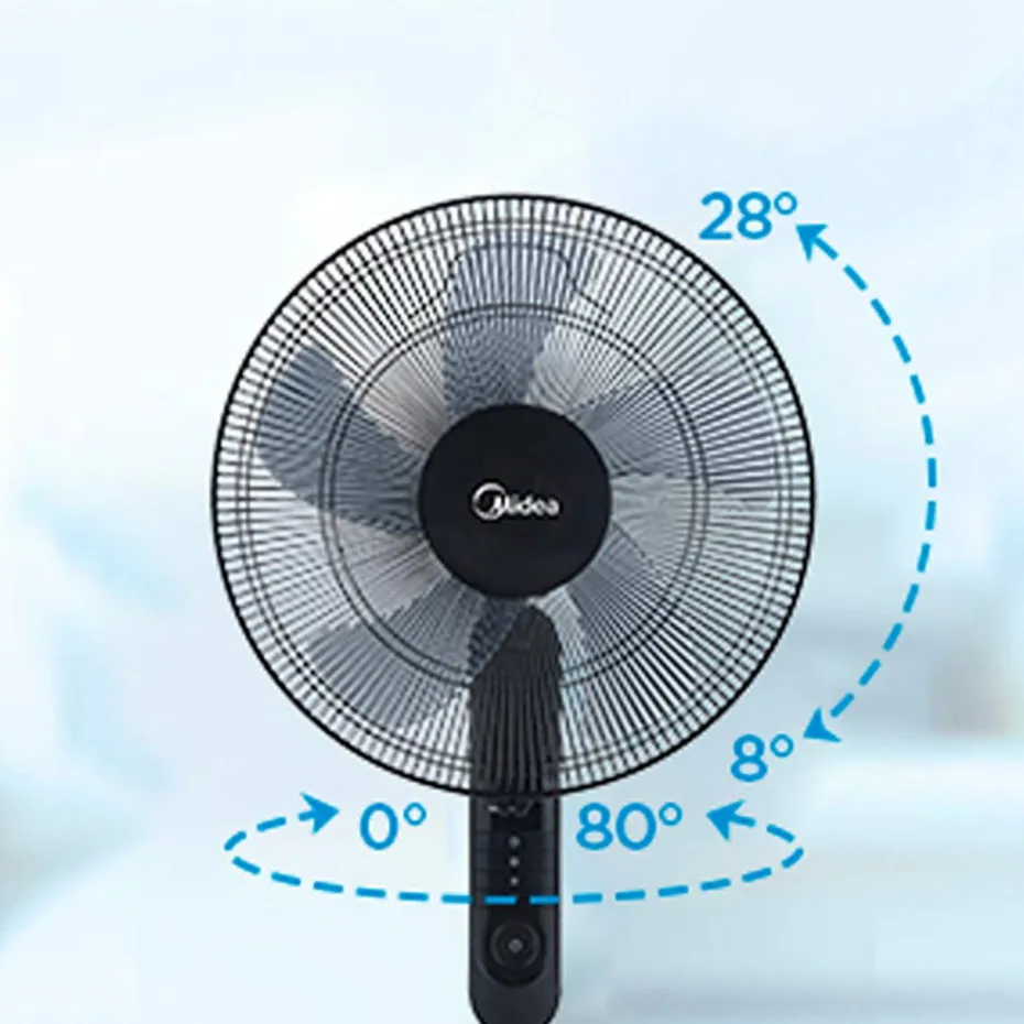 Midea Gulvvifte 3 hastigheter og fjernkontroll, svart