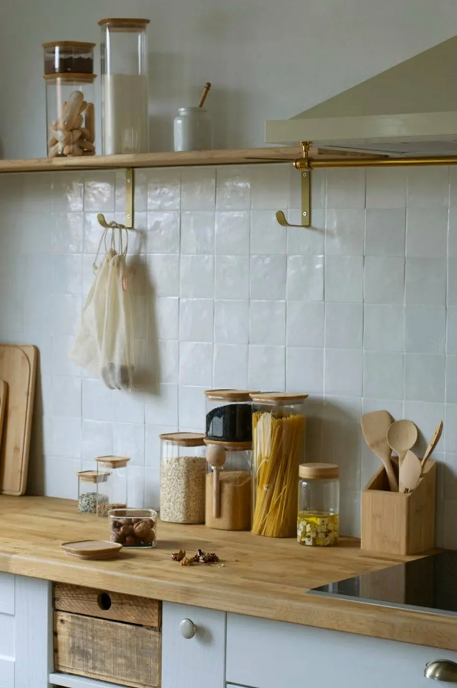 Pebbly Rektangulær matoppbevaring i glass med bambuslokk - Størrelse Xl