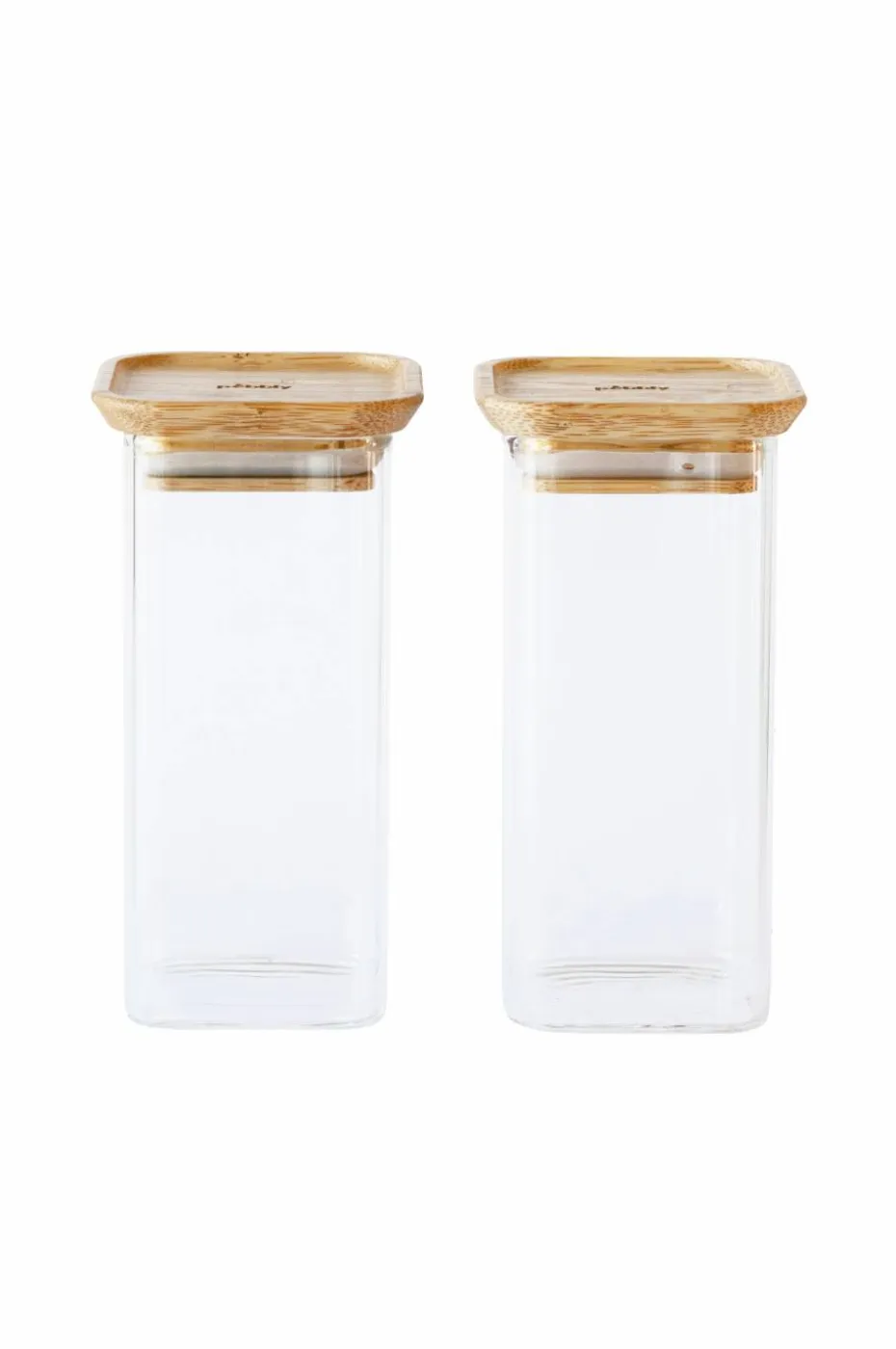 Pebbly Sett med 2 firkantede glassbokser S med bambuslokk - 320 ml