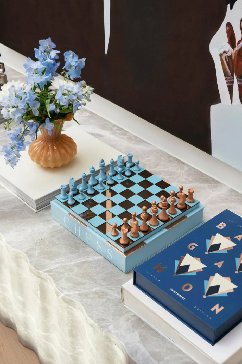 PRINTWORKS Classic - Art Of Chess-speil, lyseblå/kobber