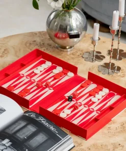 PRINTWORKS Klassisk - Backgammon-kunsten, rød/kremfarget