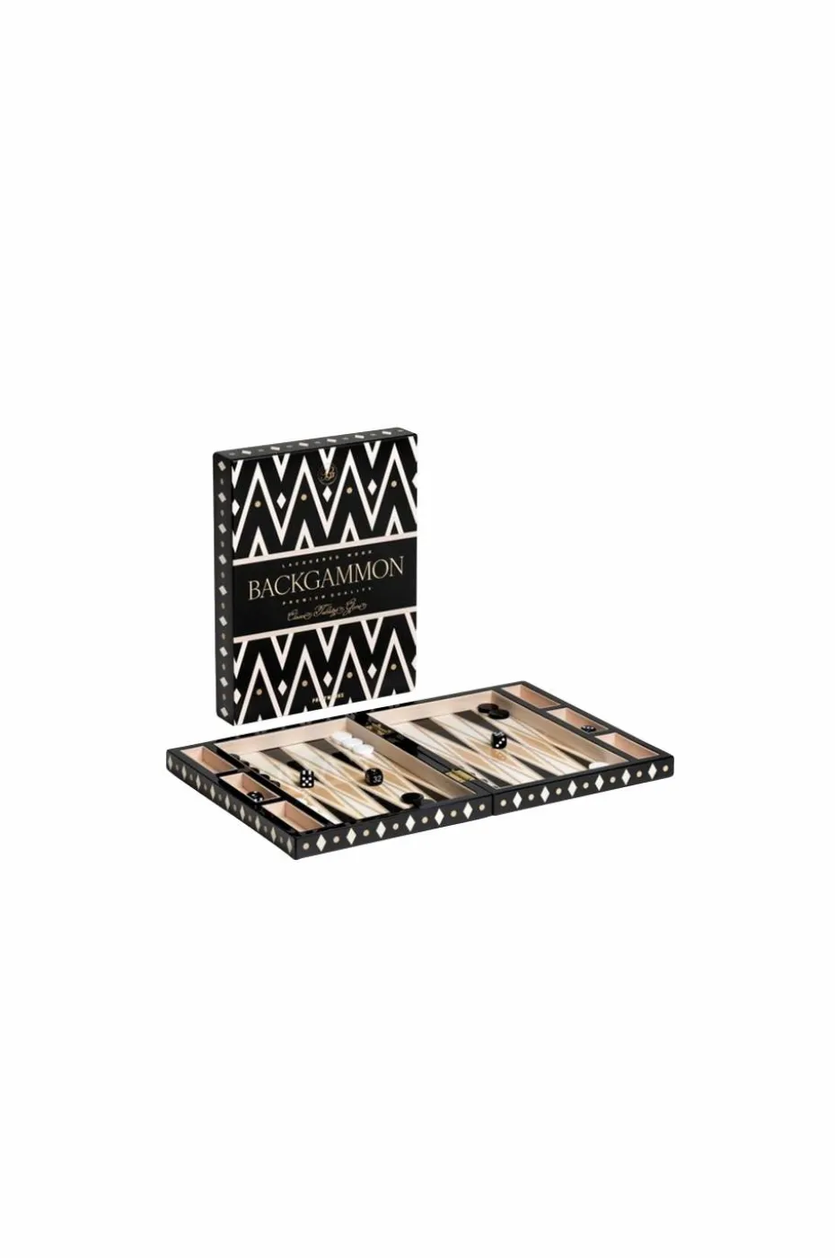 PRINTWORKS Lakkert Backgammon, svart