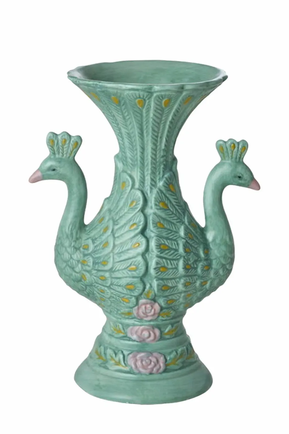 RICE Keramisk vase med påfugler - 325 ml