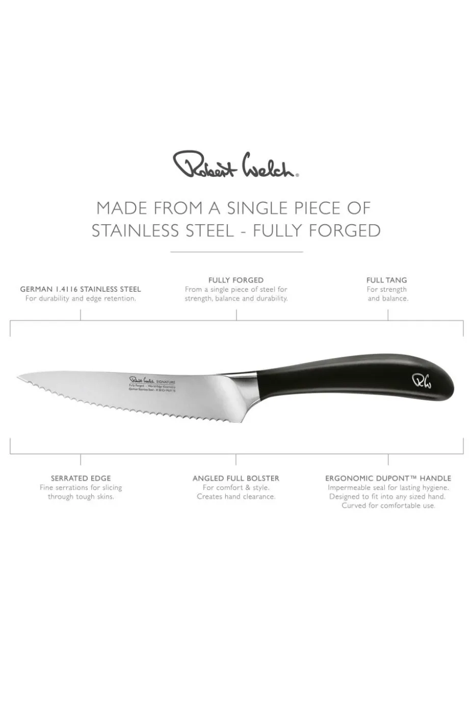 Robert Welch Verktøykniv med takket egg Signature 12 cm/4,5 cm