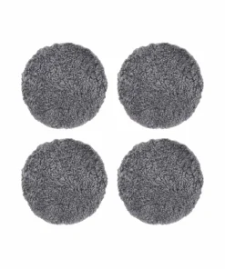 Skinnwille Saueskinnspute Round Curly 4-pakning