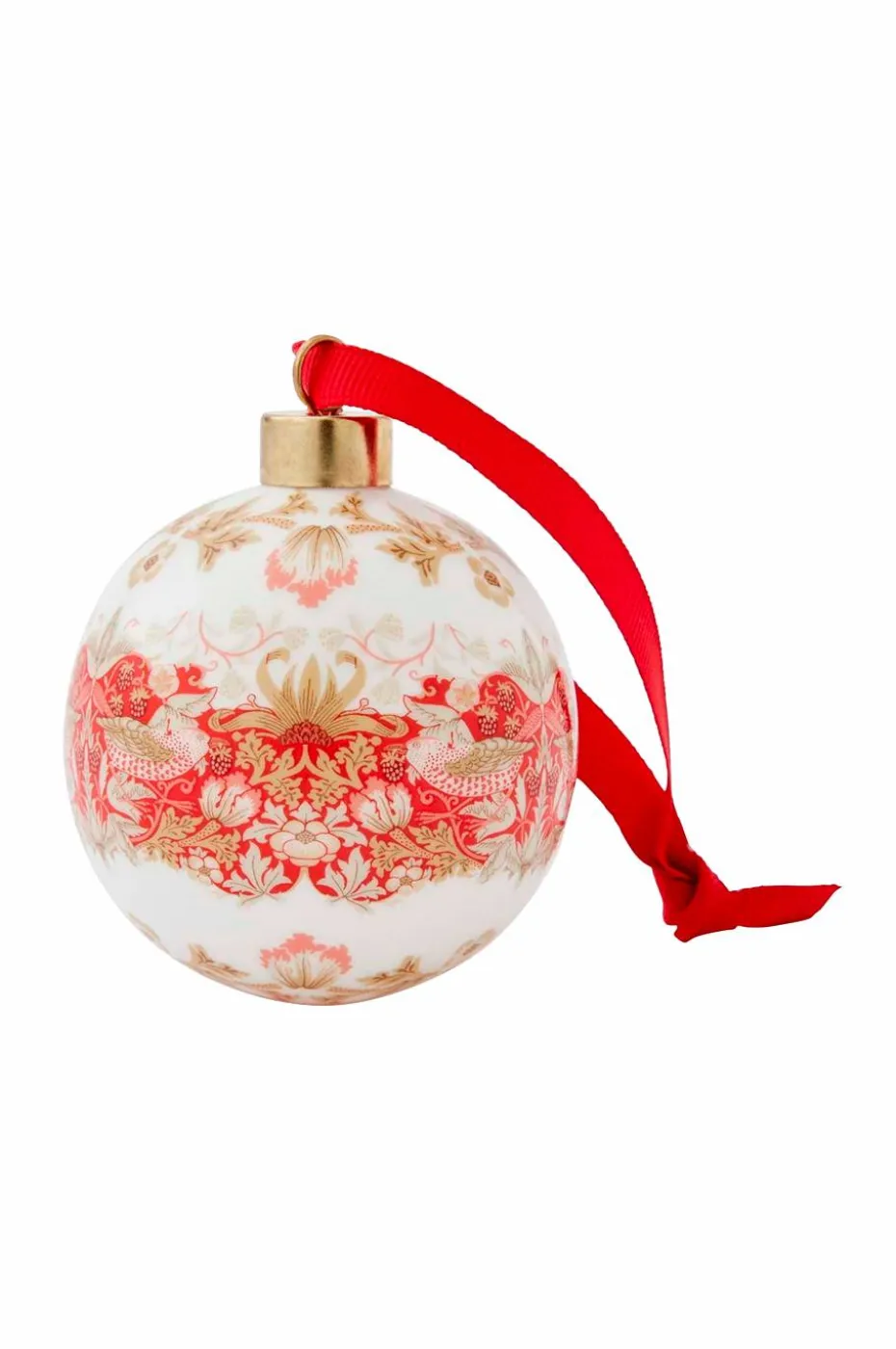 Spode Bauble Strawberry Thief, Madder 7.5cm