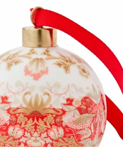Spode Bauble Strawberry Thief, Madder 7.5cm
