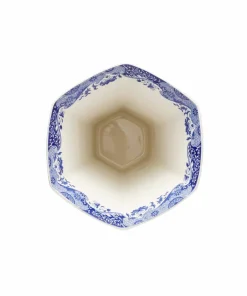 Spode Vase Blue Italian Hexagonal høyde 27 cm