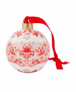 Spode WM Bauble - Strawberry Thief, Indian Red