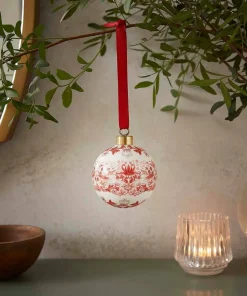 Spode WM Bauble - Strawberry Thief, Indian Red