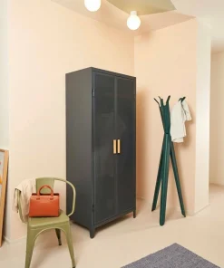 Tolix Garderobe B2 Perforated Locker Wardrobe Painted with PEFC Oak Handles
