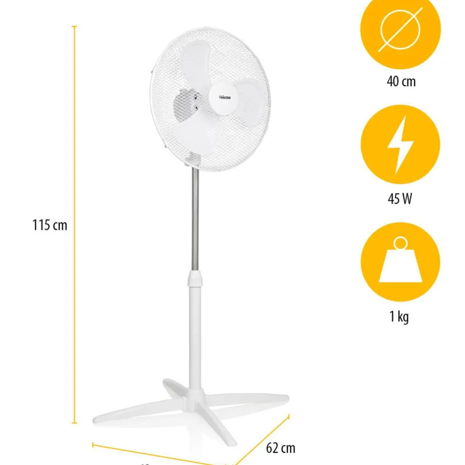 Tristar Gulvvifte Justerbar høyde 85-115 cm