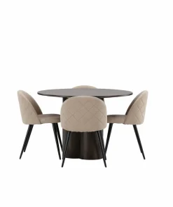 Venture Home Spisegruppe Olivia med 4 stk stoler Velvet